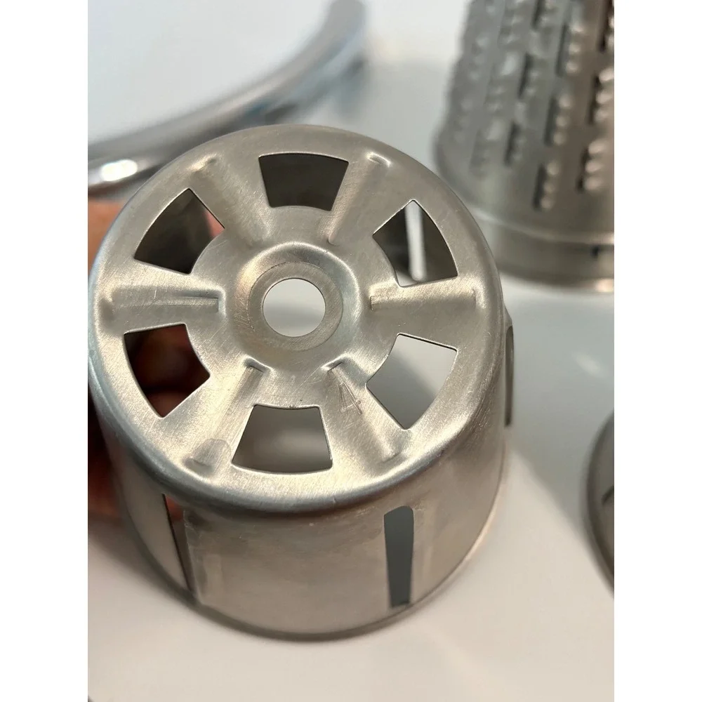 Vintage Stainless Steel Rotary Grater Slicer 5 Cones Manual Food Processor USED